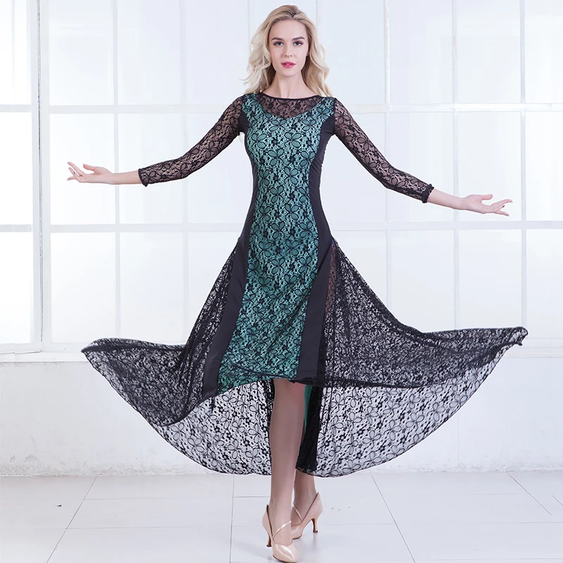 

Lace Ballroom Dance Dress for Ballroom Dancing Waltz Tango Spanish Flamenco Dress Standard Ballroom Dress