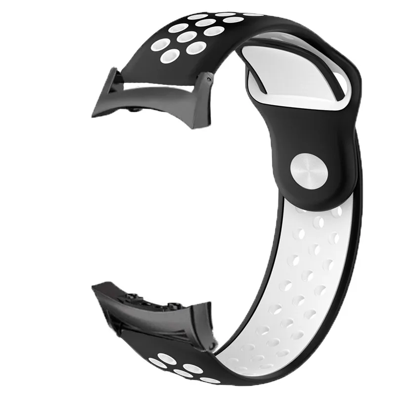 black white Для samsung gear Fit2/gear Fit 2 Pro ремешок силиконовый Смарт-часы спортивный ремешок ouble цвет мягкий дышащий ремень ремни с адаптером - Цвет: black white
