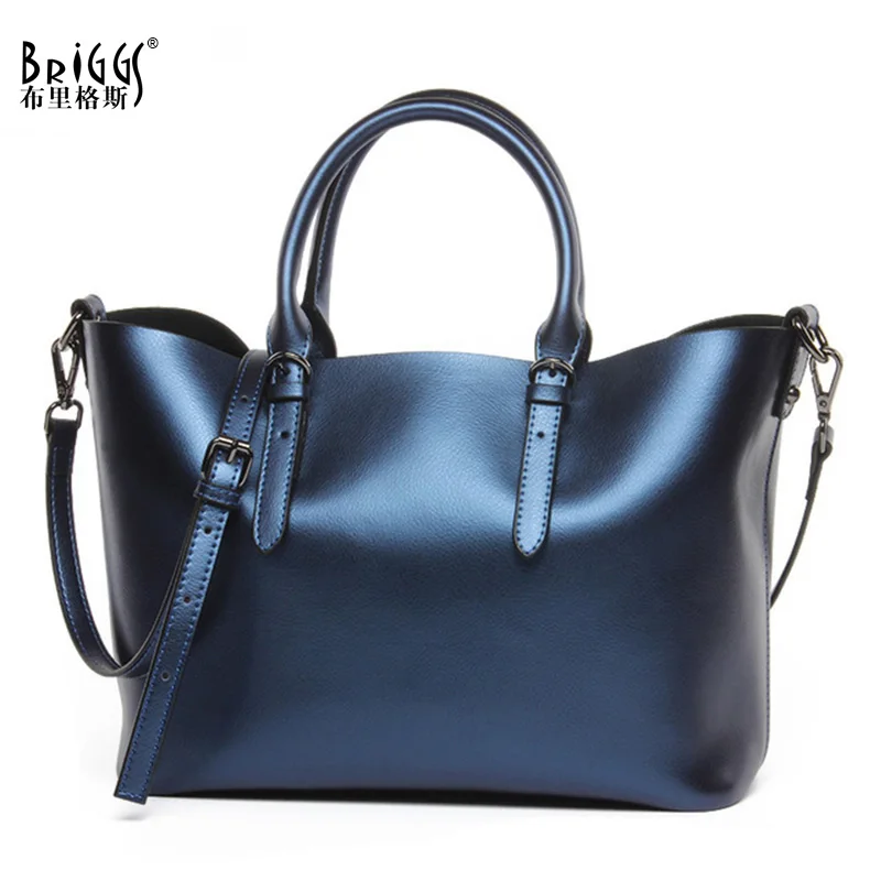 

BRIGGS Brand Genuine Leather Women Shoulder Bag Luxury Handbags Women Bags Designer Cowhide leather Casual Tote Messenger Bag
