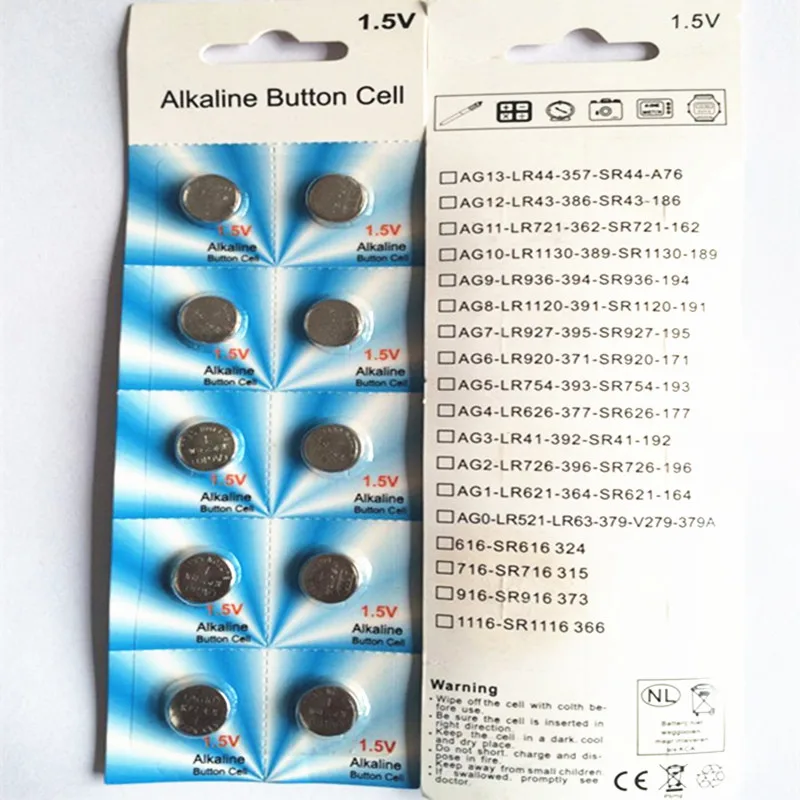 Высокое качество AG10 кнопки сотового монет Батарея 1.5 В LR1130 SR1130 LR54 SR54 389 G10 для часы