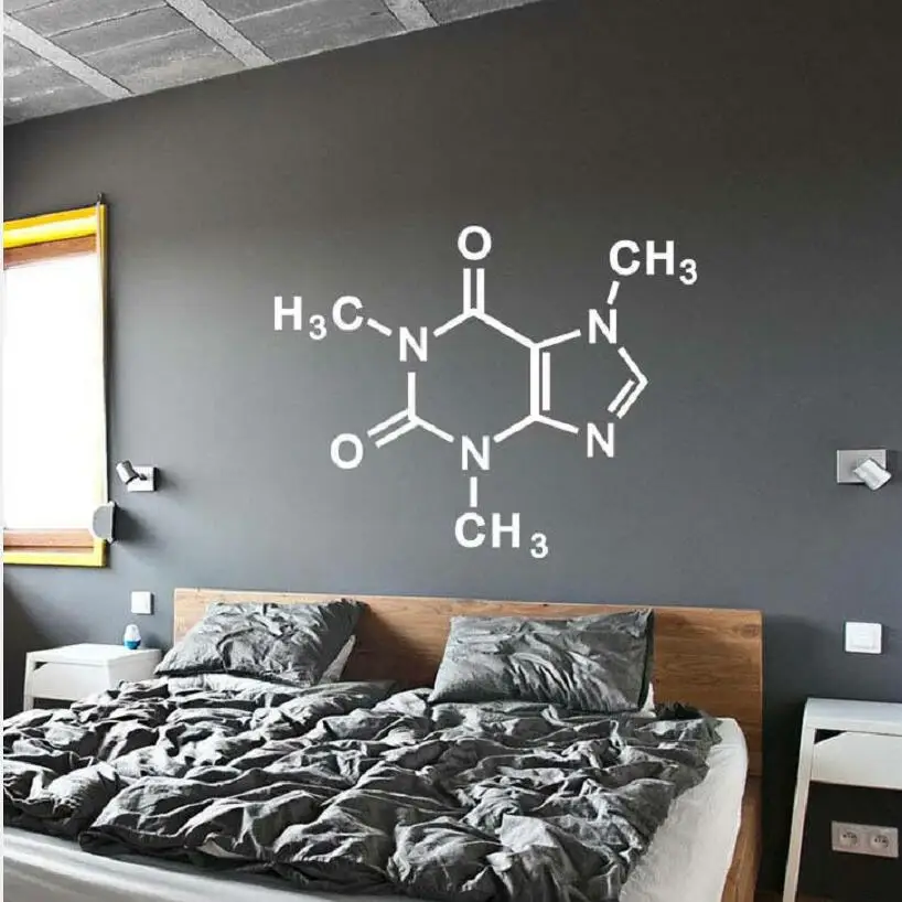 YoYoYu Art Home Decor Caffeine Molecule Periodic Table Elements Chemistry Wall Decal Vinyl Sticker Bedroom Decoration WW-498 - Искусство домашнего декора YoYoYu: наклейка на стену с молекулой кофеина, элементами периодической таблицы химических элементов,