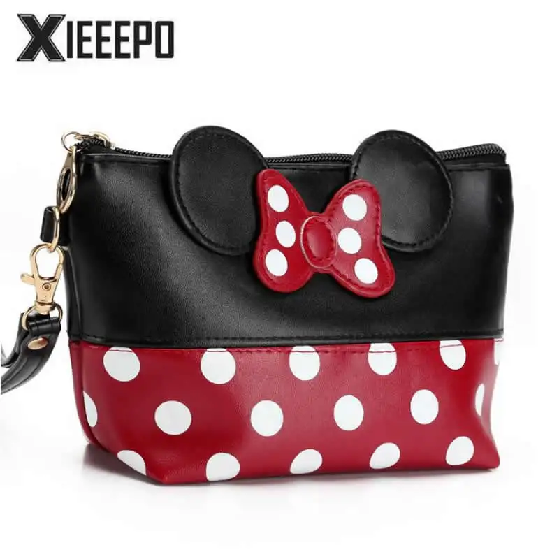 Женская дорожная косметичка с бантом и мультяшным принтом чехол для ручного