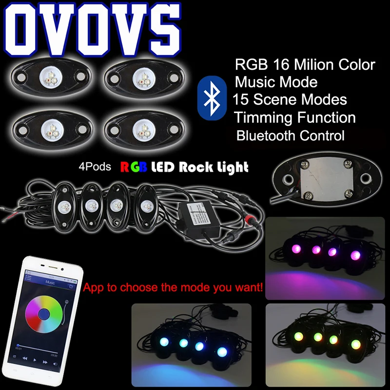 Подземные СВЕТОДИОДНЫЕ боковые лампы с дистанционным управлением 4 стручки RGB