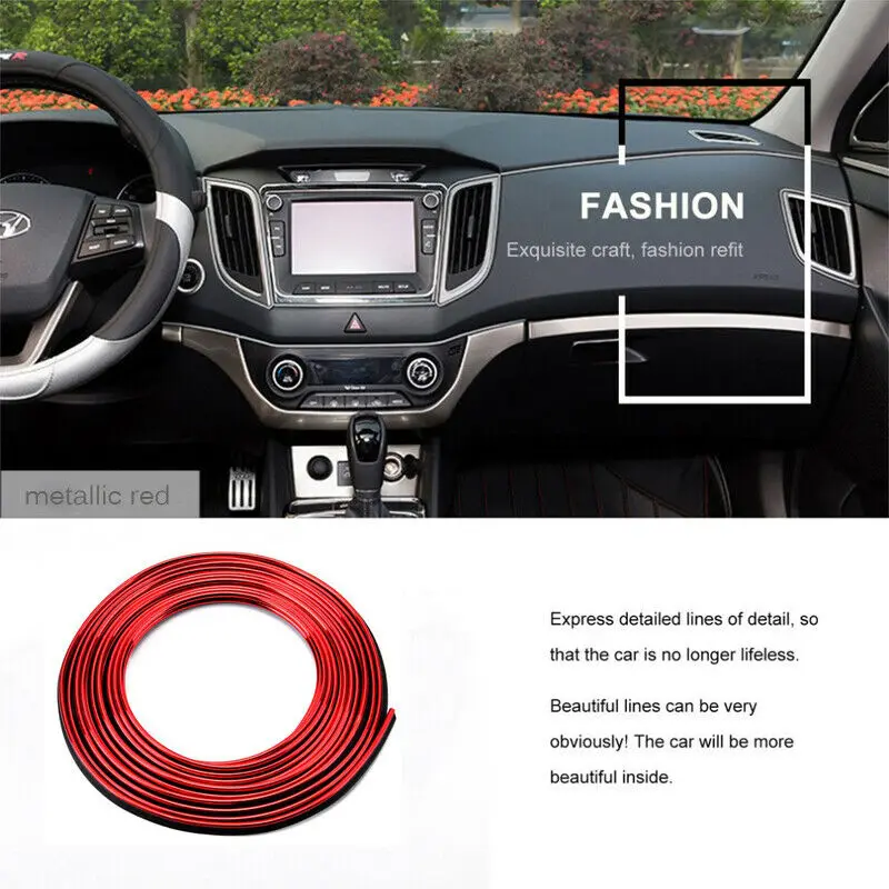 5 м в стайлинге автомобиля матовые красные полосы для украшения интерьера
