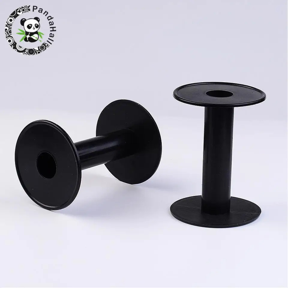 

10pcs Black Wheel Plastic Spools Jewelry Tools Equipments 23x89mm, Hole: 20mm