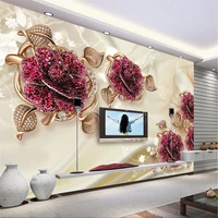 beibehang custom photo 3d wallpaper wall paper stickers 3d european luxury luxury jewelry flowers tv background papel de parede