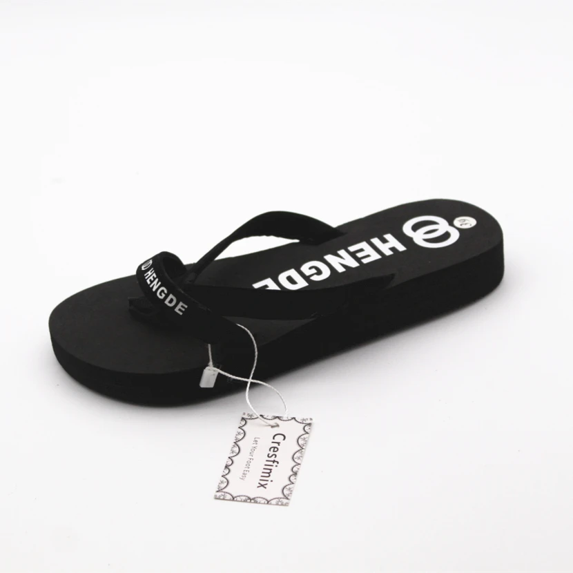 Cresfimix women fashion eva 3cm height flip flops lady casual soft and comfortable female cool black beach |