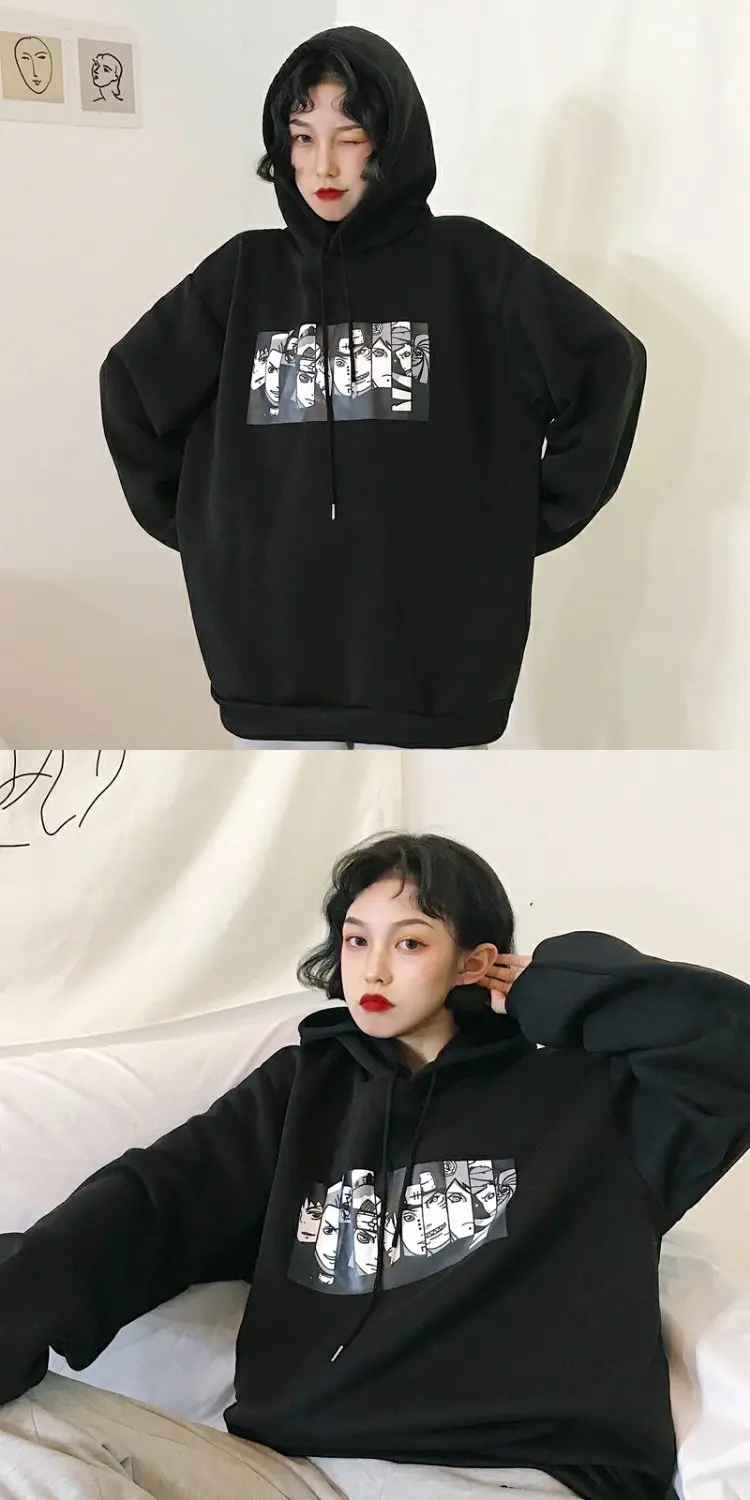Sudadera Mujer Harajuku модные женские туфли Толстовки корейский Ulzzang Винтаж флис с длинным рукавом толстовки с капюшоном топы
