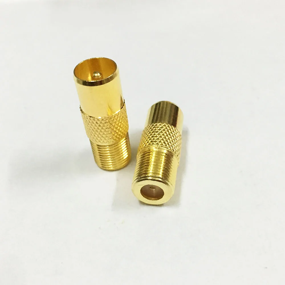 100 шт. золотые коаксиальные Радиочастотные Разъемы Адаптера ТВ PAL папа к F мама M/F
