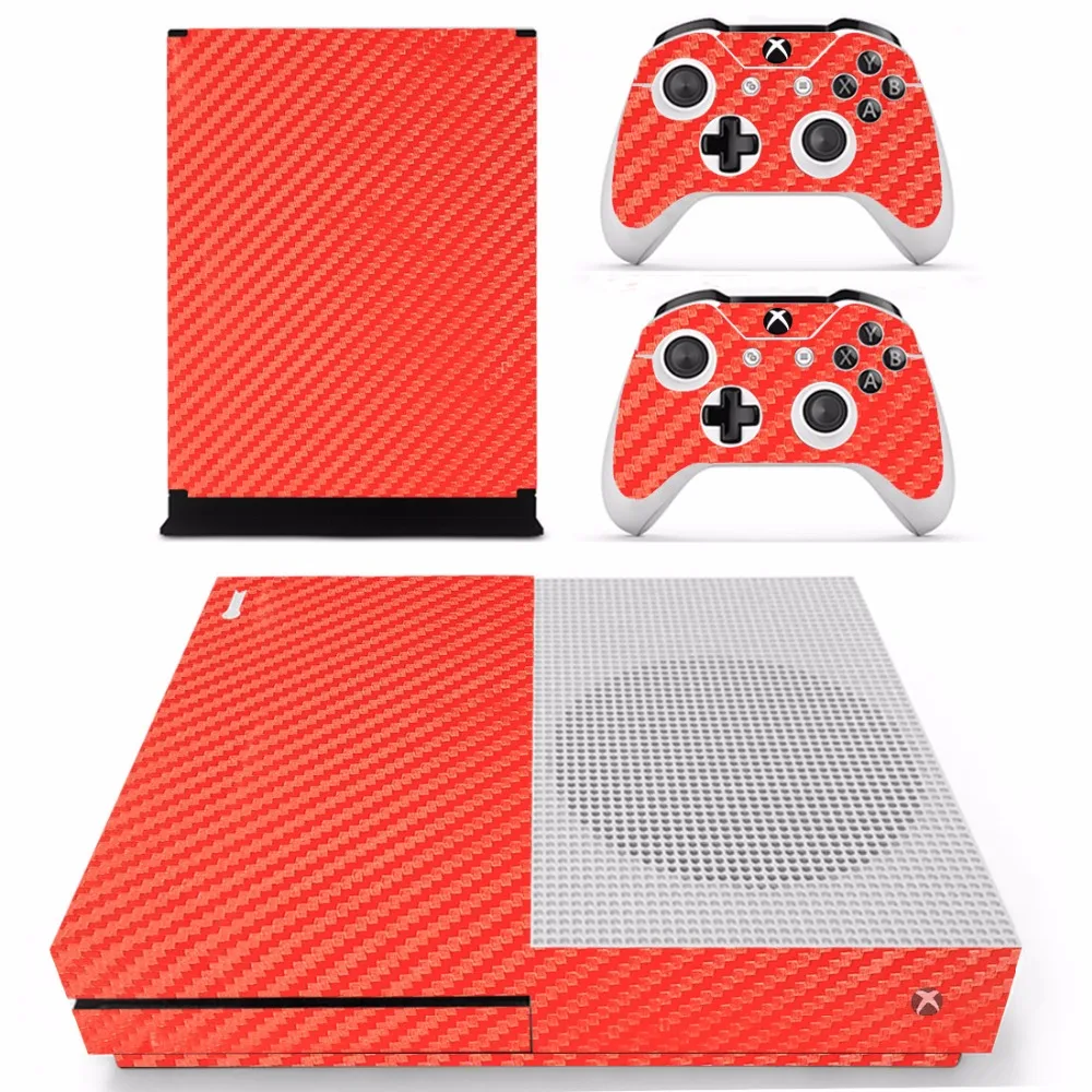 Новая наклейка из углеродного волокна для консоли Microsoft Xbox One S и 2 контроллера Slim |