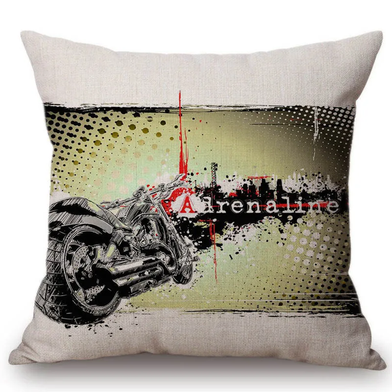 Крутой мотоциклетный постер 18 дюймовая декоративная подушка для дивана
