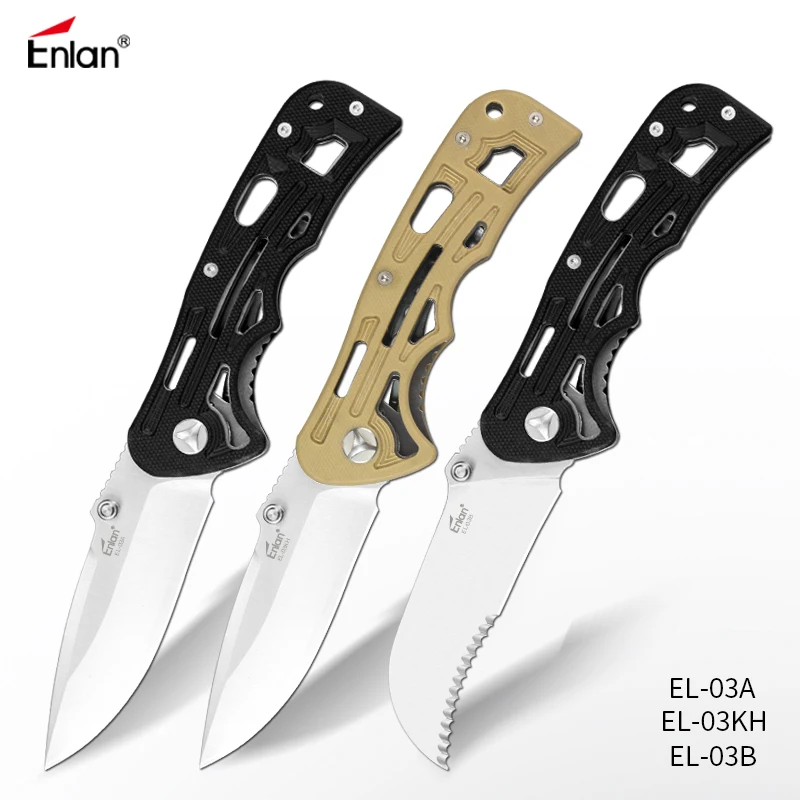 

ENLAN 58HRC 8Cr13mov Steel Satin Blade Folding Pocket Tactical Survival Camping Knives EDC Tools Tactical Knife Dropshipping
