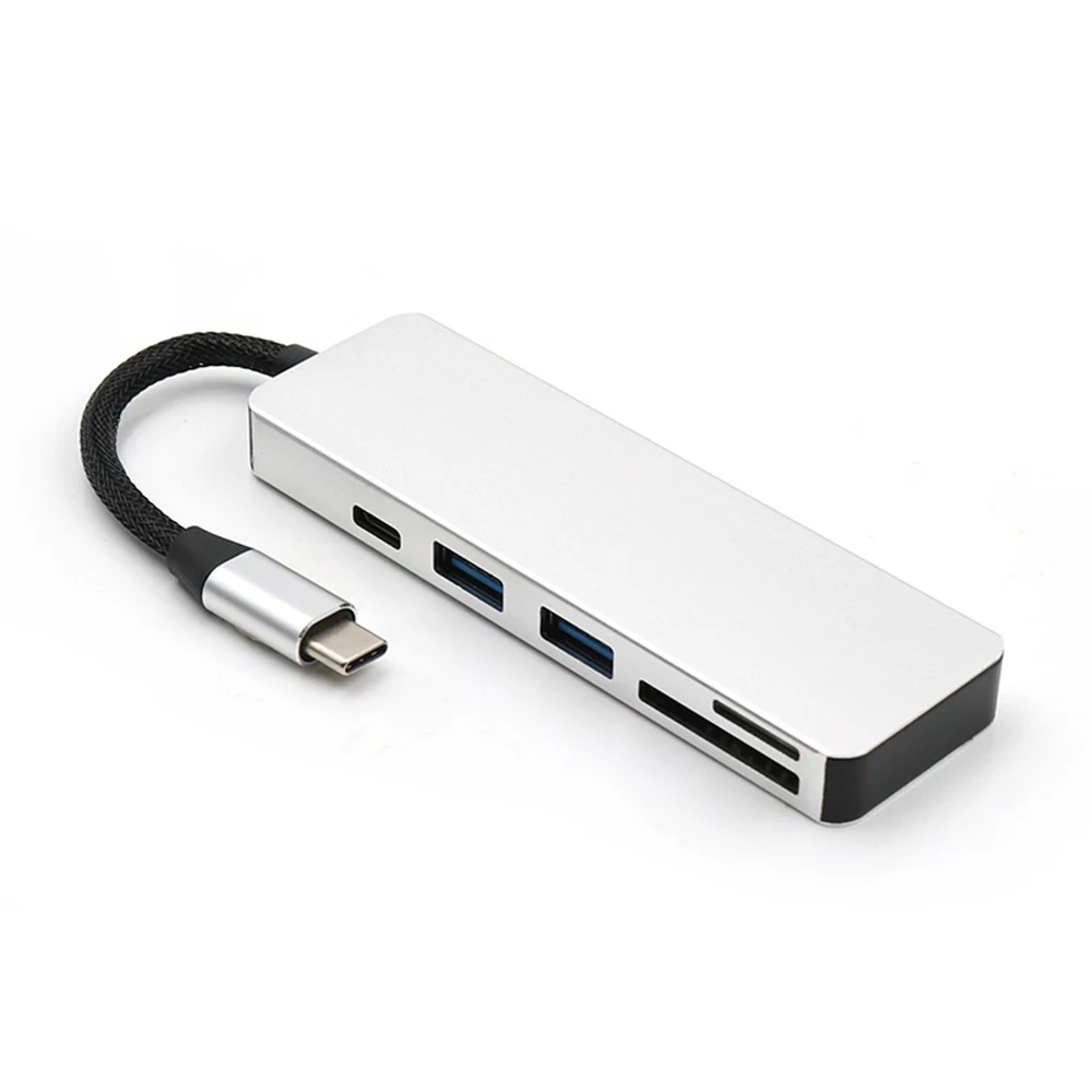 

5-in-1 USB HUB C Hub Multi-Port Adapter with 1 USB 3.1 Port and 2 USB 3.0 Ports SD TF Card Reader for Type C Devices