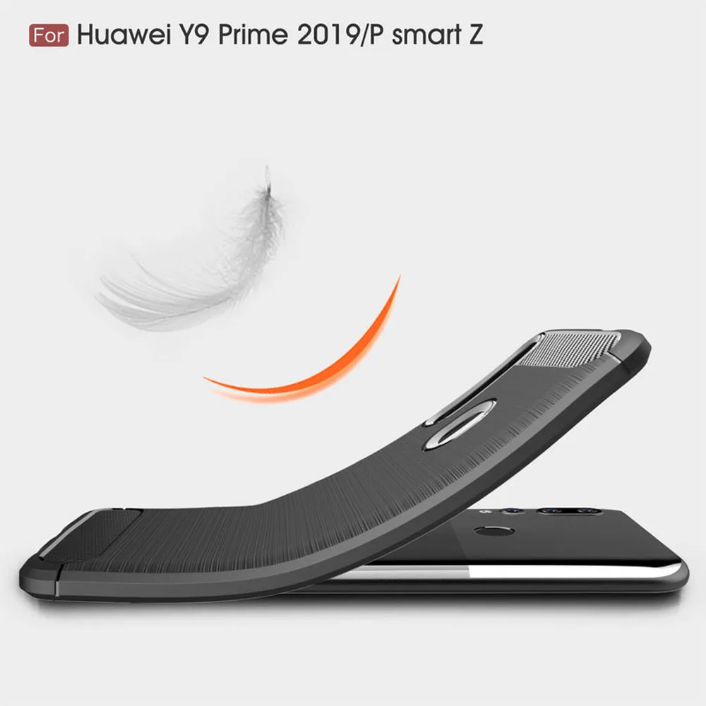 Противоударный чехол для Huawei P Smart Z бампер из углеродного волокна Y9 Prime 2019 мягкие