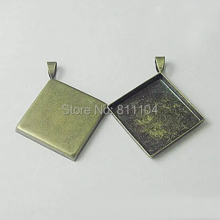 

16/20/25mm Antique Bronze Plated Square Edge Bezel Pendant Setting Blank DIY Glass Bases Cameo Cabochons Findings Wholesale