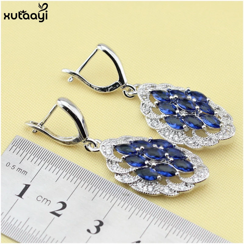 XUTAAYI высокое качество серебряный цвет женский синий циркон кулон/ожерелье