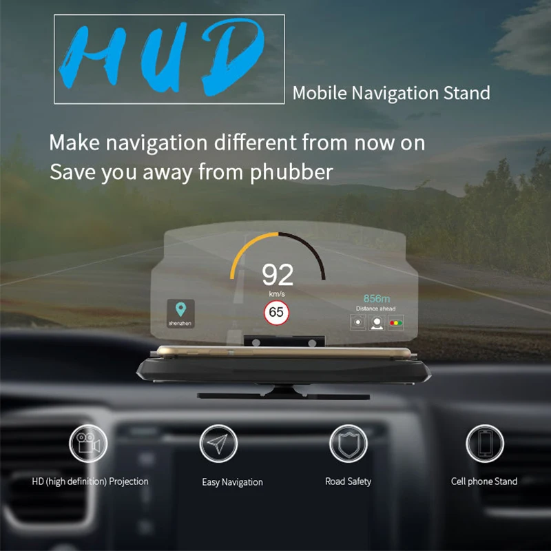 HUD мобильный навигатор Универсальный Автомобильный держатель для телефона лобовое стекло проектор дисплей 6,5 дюймов для iPhone/samsung/xiaomi gps HUD