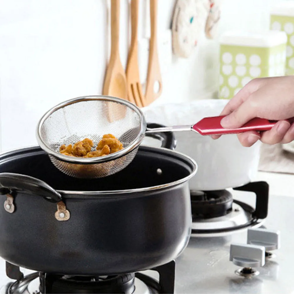 2018 new listing silver stainless steel fine mesh enamel filter flour colander kitchen cooking spoon high quality hot sale M3 | Дом и сад