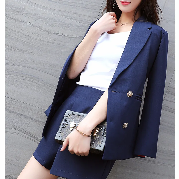 

Set women casual loose suit shorts two-piece 2019 spring new small suit jacket temperament solid color wild women's clothes