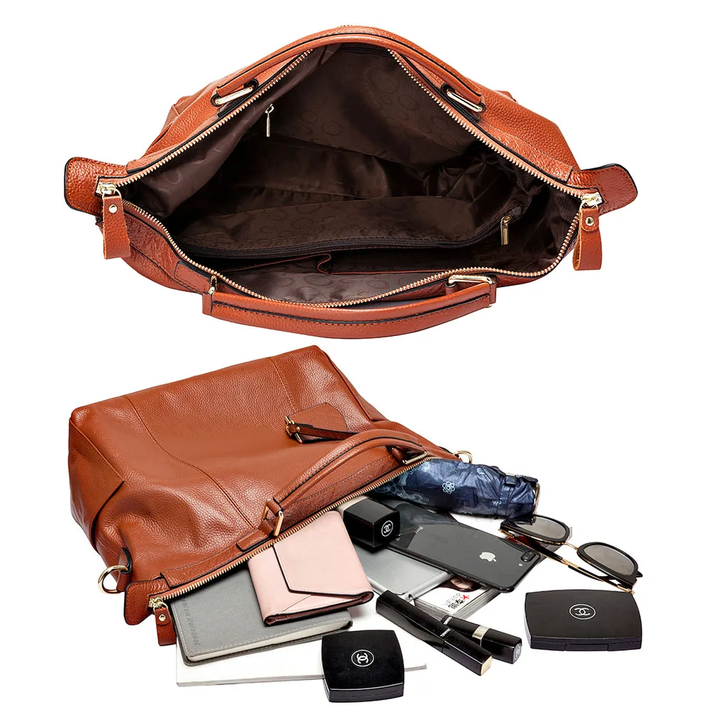 Zency Женская Повседневная Большая Сумка Из Натуральной Кожи Черная Сумка-портфель