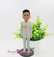 2019 AMAZING CAKE TOPPER Toys Cute boy in white uniform sculpture And Groom Gifts Ideas Customized Figurine Valentine's Day