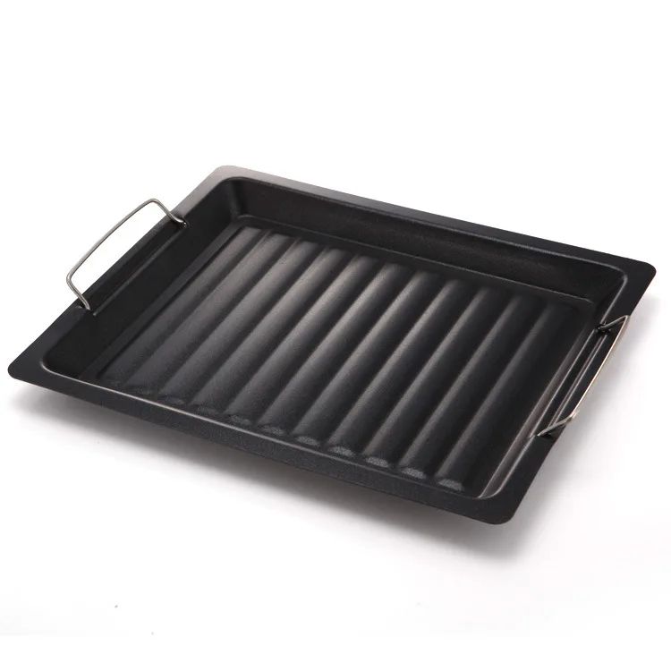 

Black Stainless Steel BBQ Plate Grill Pan Indoor BBQ Hob Pans Outdoors Barbecue Camping Cooking Tools BBQ Accessories Nonstick