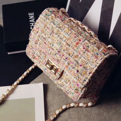 Новинка 2019 женская модная шерстяная маленькая квадратная сумка с замком через