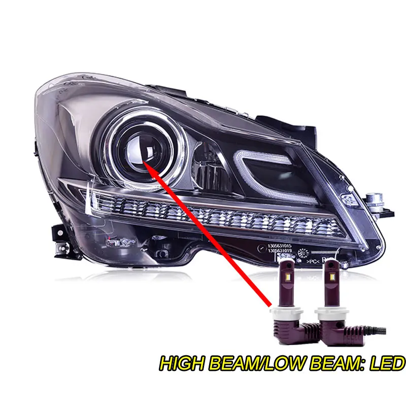 Набор для автостайлинга для Benz W204 g260 фары 2011-2013 C180 C200 C260 светодиодные фары DRL Объектив ксеноновые автомобильные аксессуары - Цвет: LED