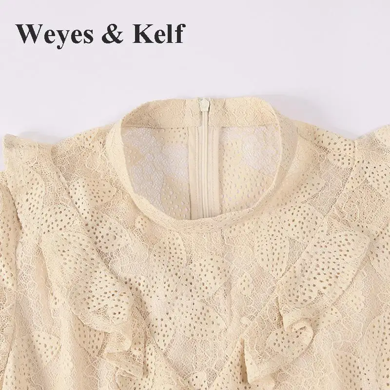Weyes & Kelf весеннее милое кружевное платье для женщин 2018 элегантное с длинными
