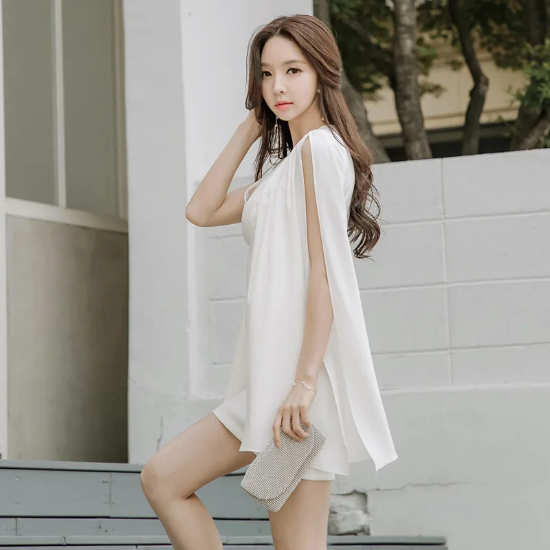 Женское шифоновое платье-карандаш Белое Облегающее мини-платье с расклешенным