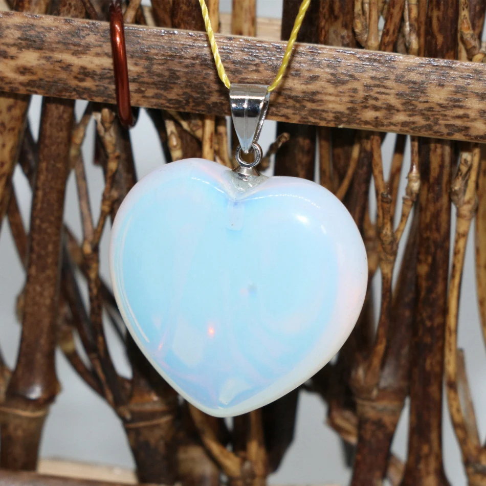 Женский винтажный кулон в форме сердца с натуральным белым опалом 2 шт. B1838|opal