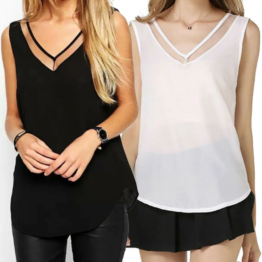 2019 новые стильные женские майки Модные летние свободные жилет без рукавов