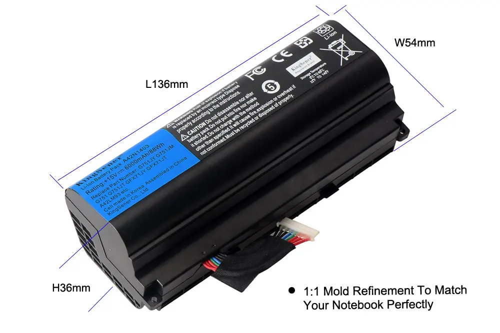 KingSener 15V 6000 мА/ч, ячеечная A42N1403 Батарея для ASUS ROG G751 G751JY G751JM G751JT GFX71 GFX71JY GFX71JT A42LM9H A42LM93