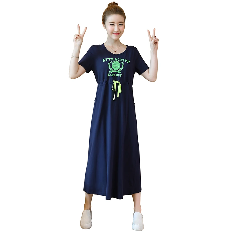 Хлопок беременности и родам летние шорты с длинными рукавами длинное платье для