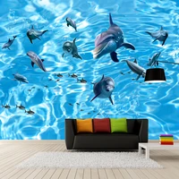custom 3d photo wallpaper rolling waves dolphin high quality large mural kids room wall paper sofa backdrop home decor poster
