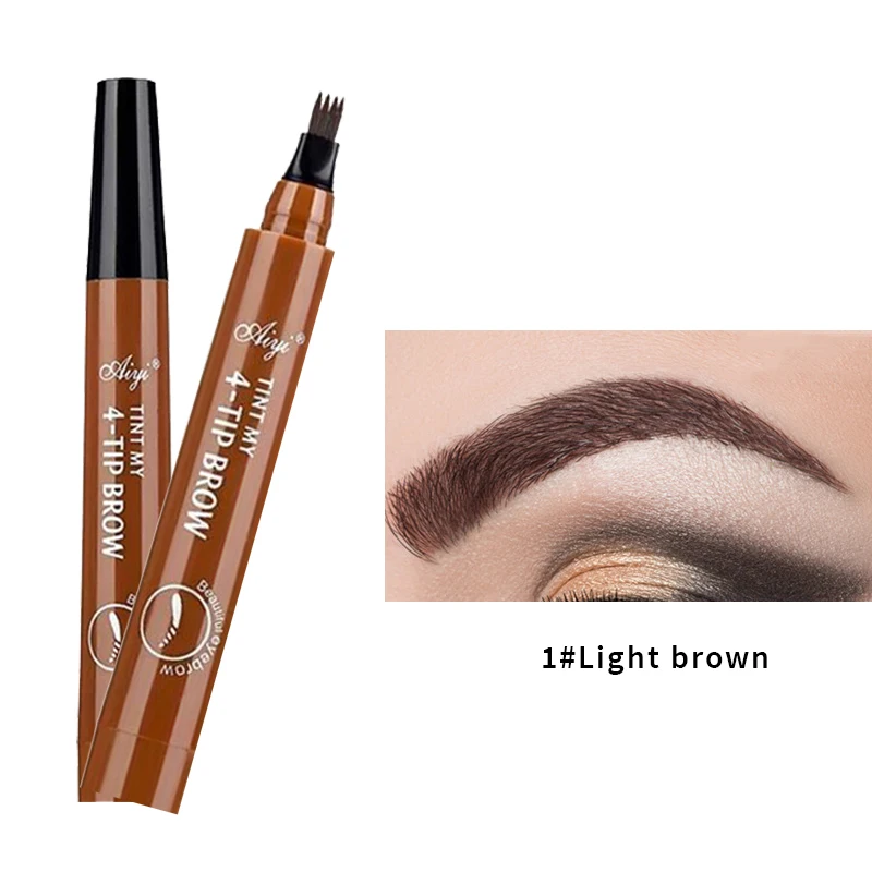01 Microblading, 1 шт., тени для бровей, 4 кончика, жидкая кисть для бровей, 4 цвета, ручка для макияжа, карандаш для бровей, косметический водостойкий инструмент, Microblade - Цвет: 01
