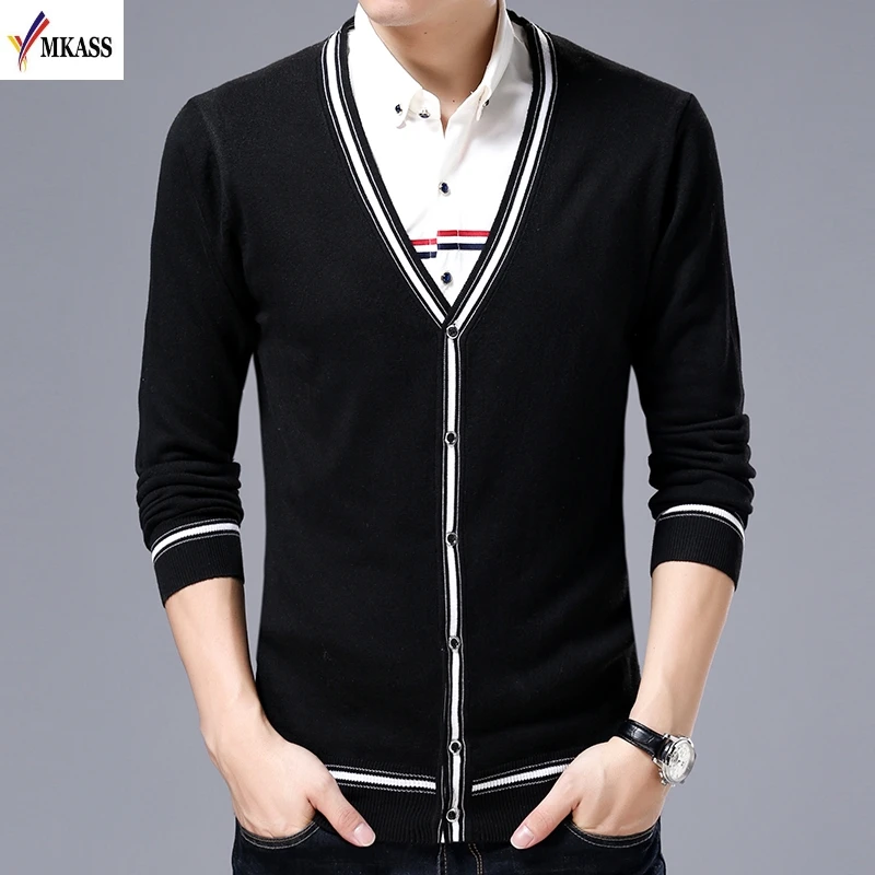 

2017 New Brand Spring Autumn FashionMen Knitted Cardigan Casual Slim Sweater V-neck 100% Cotton Sweaters Thin Knit Jacket Male