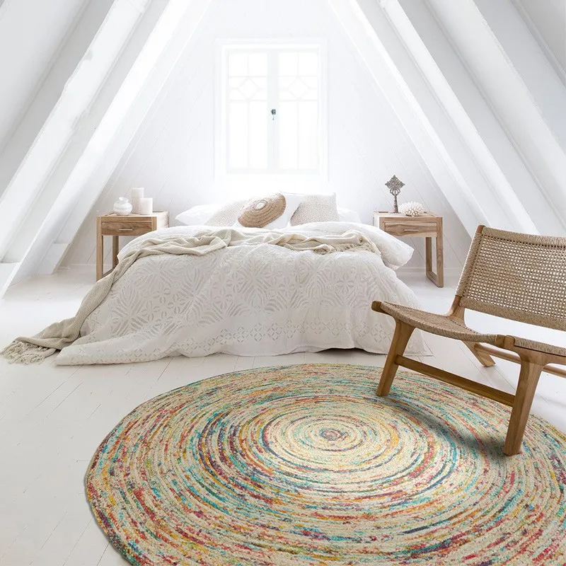 Натуральный качество джут ручной работы круглый гостиная ковры прикроватные