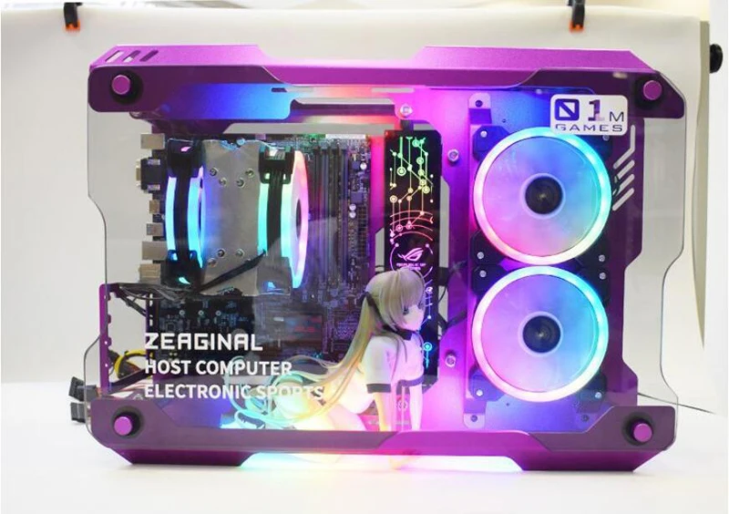 DIY полностью алюминиевый сплав PC игровая подставка из закаленного стекла MATX водяное охлаждение компьютерное шасси gamer gabinete computador