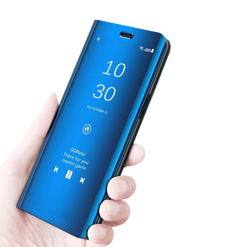 Прозрачный зеркальный умный чехол для Huawei Y6 Y9 2018 откидной кожаный