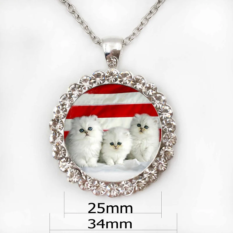 Белые котята круглый кулон чокер ожерелье кошка Белый Кот ювелирные изделия