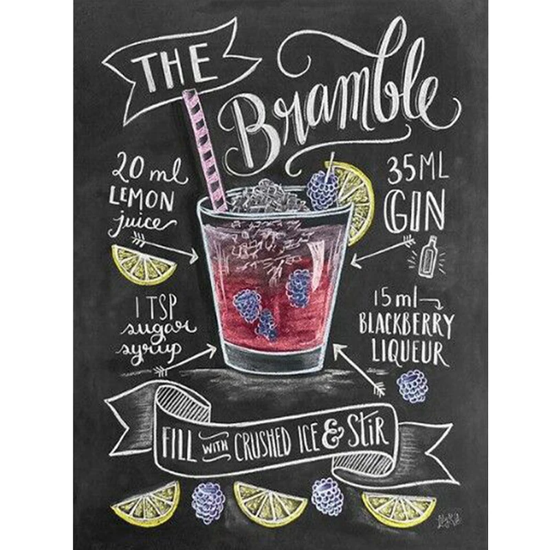 

5D DIY Diamond Painting Full Drill Diamond Embroidery Handwriting Chalk Blackboard Drink Card Pattern Cross Stitch Stickers
