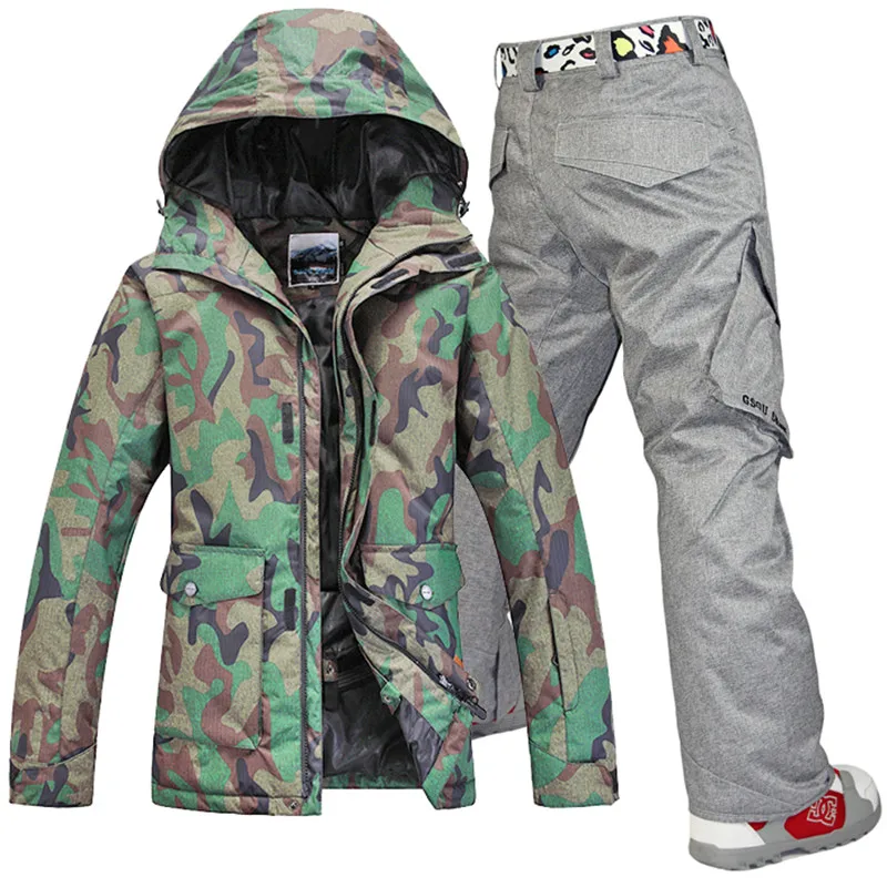 Brand GSOU SNOW Men's Ski suit Winter Outdoor Snowboard Jacket+Ski Pants Sets Waterproof Mountain Sports Warm clothing | Спорт и