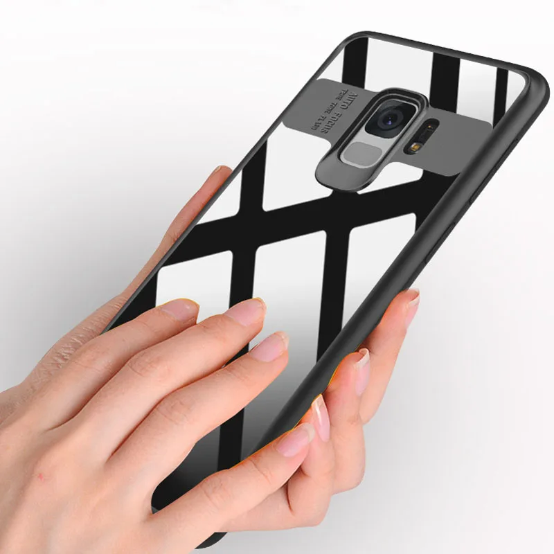 JiBan For Samsung Galaxy Note8 S9/S8/S7 Plus New Fashion TPU Silicone Edge Clear Phone Cover Tempered Glass PC Hard Backing Case |