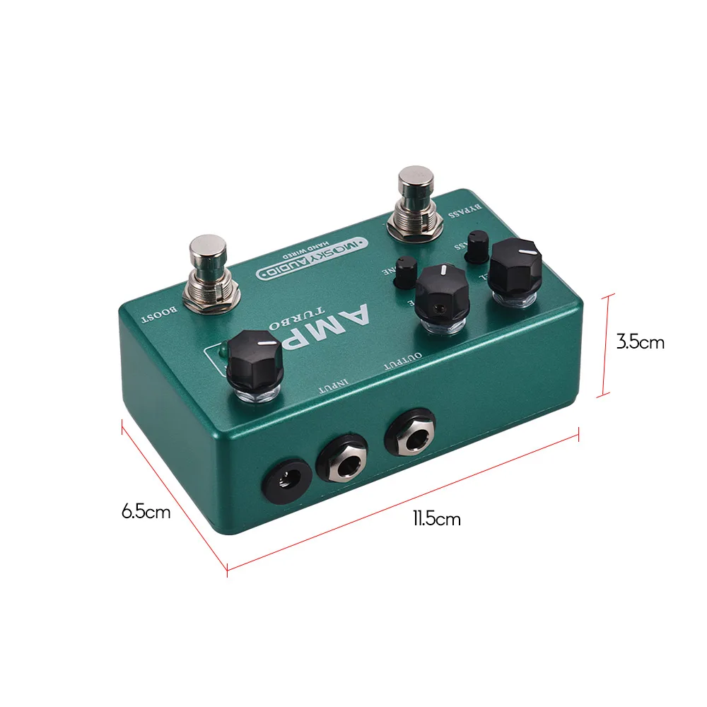 MOSKY AMP TURBO 2-в-1 гитарная педаль Boost + Классический Overdrive эффекты металлический