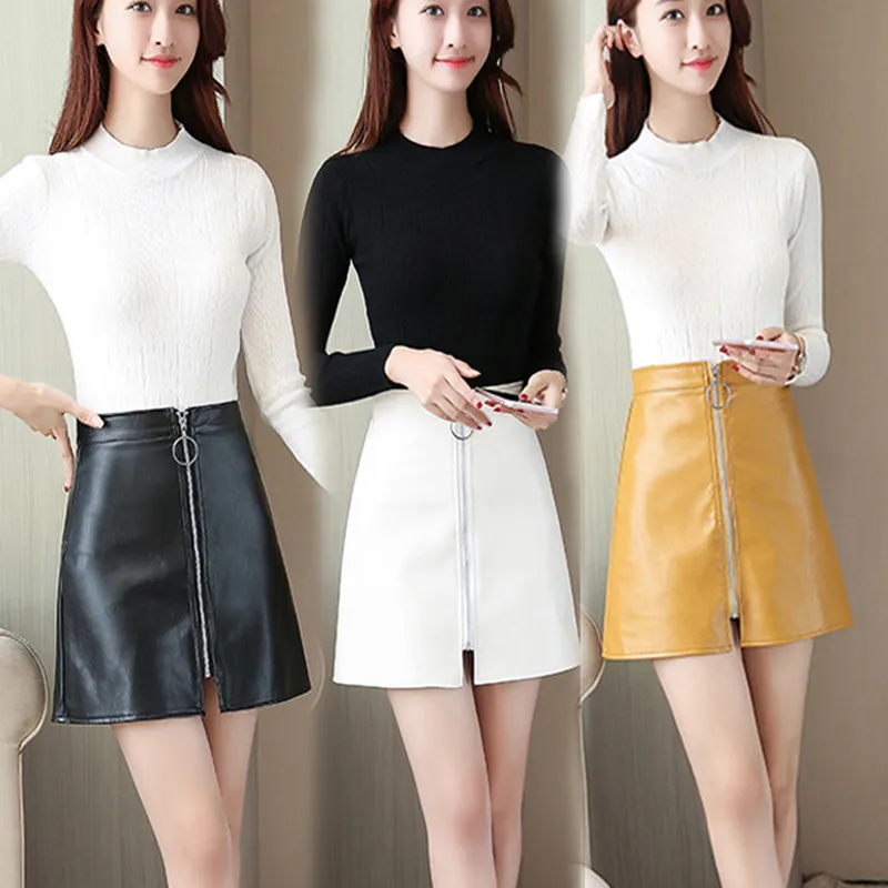 Сезон: весна–лето модные Повседневное юбка из искусственной кожи Для женщин