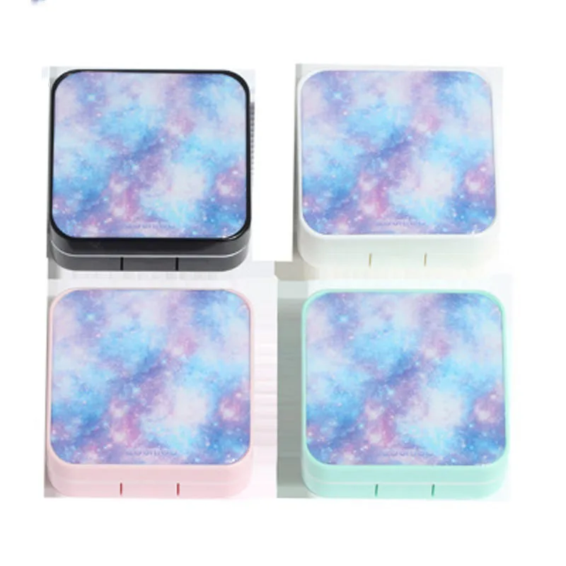 Чехол для контактных линз Starry Colorful Spots с зеркальной коробкой женщин рисунком глаз