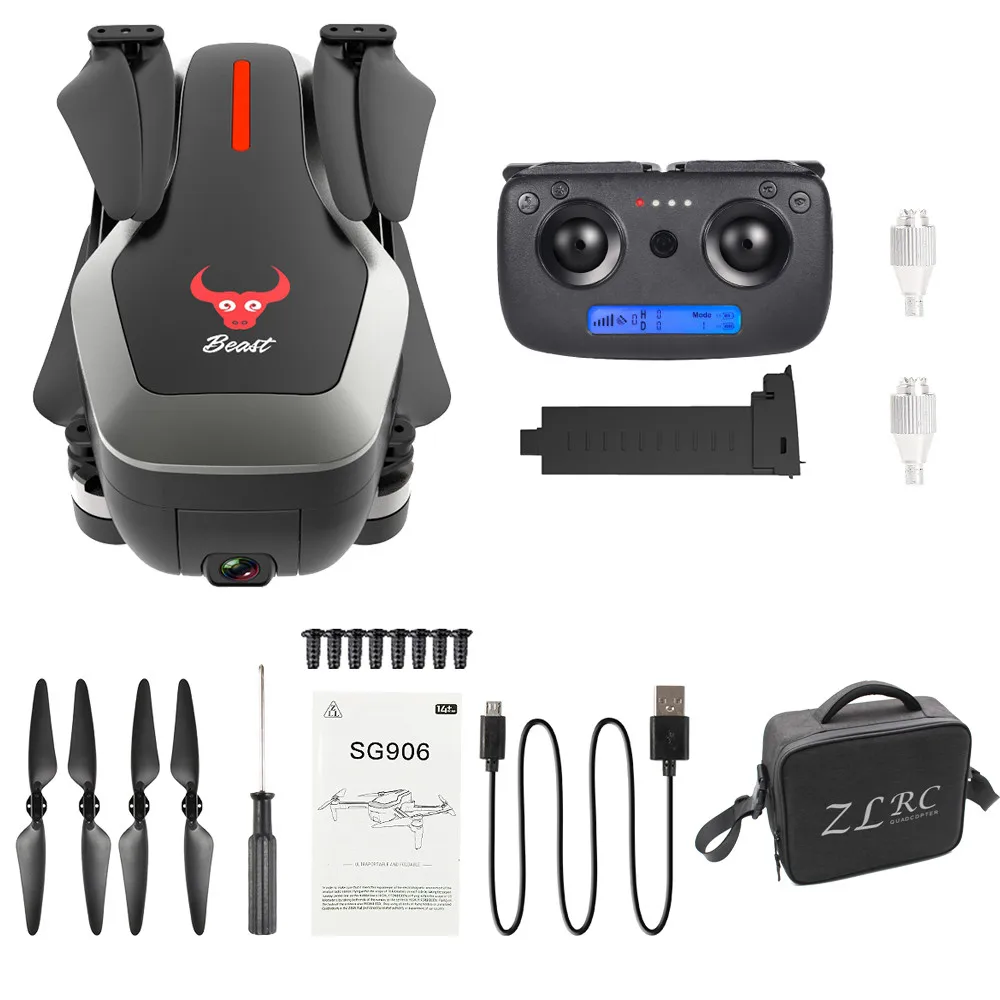 ZLRC Beast SG906 gps 5G wifi FPV 4K Ultra HD камера оптического позиционирования потока бесщеточный складной Радиоуправляемый Дрон Квадрокоптер RTF+ сумки Новинка