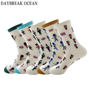 Носки мужские хлопковые 5 парлот, маленькие солдаты, забавные Модные Повседневные Удобные, весна-осень