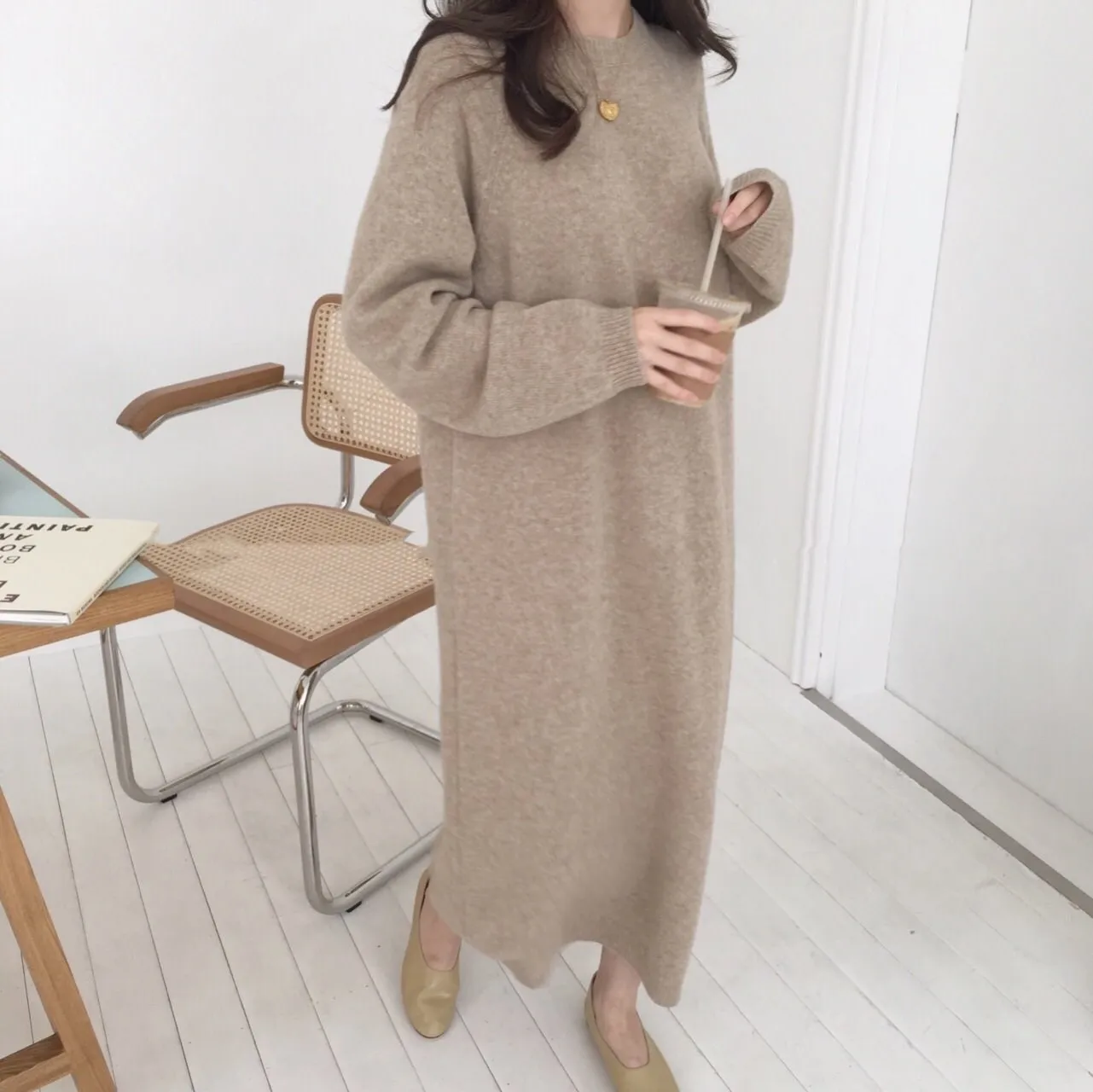 2019 Spring Women Long Sleeve Sweater Dress Korean Style Straight Knitted Pullover Vestidos Free Size Robe | Женская одежда